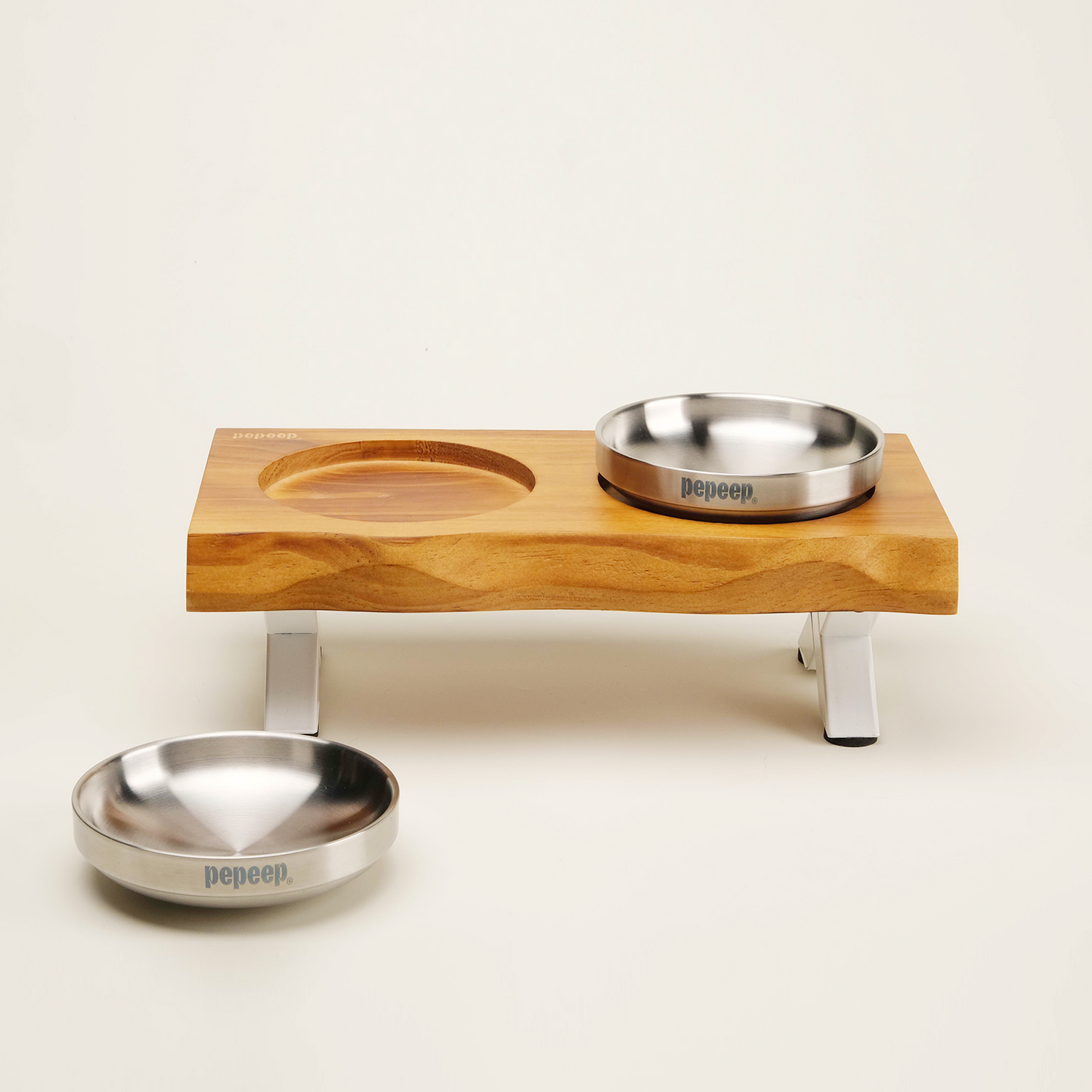 PEPEEP PET TABLE (WHITE) - STAINLESS STEEL SET